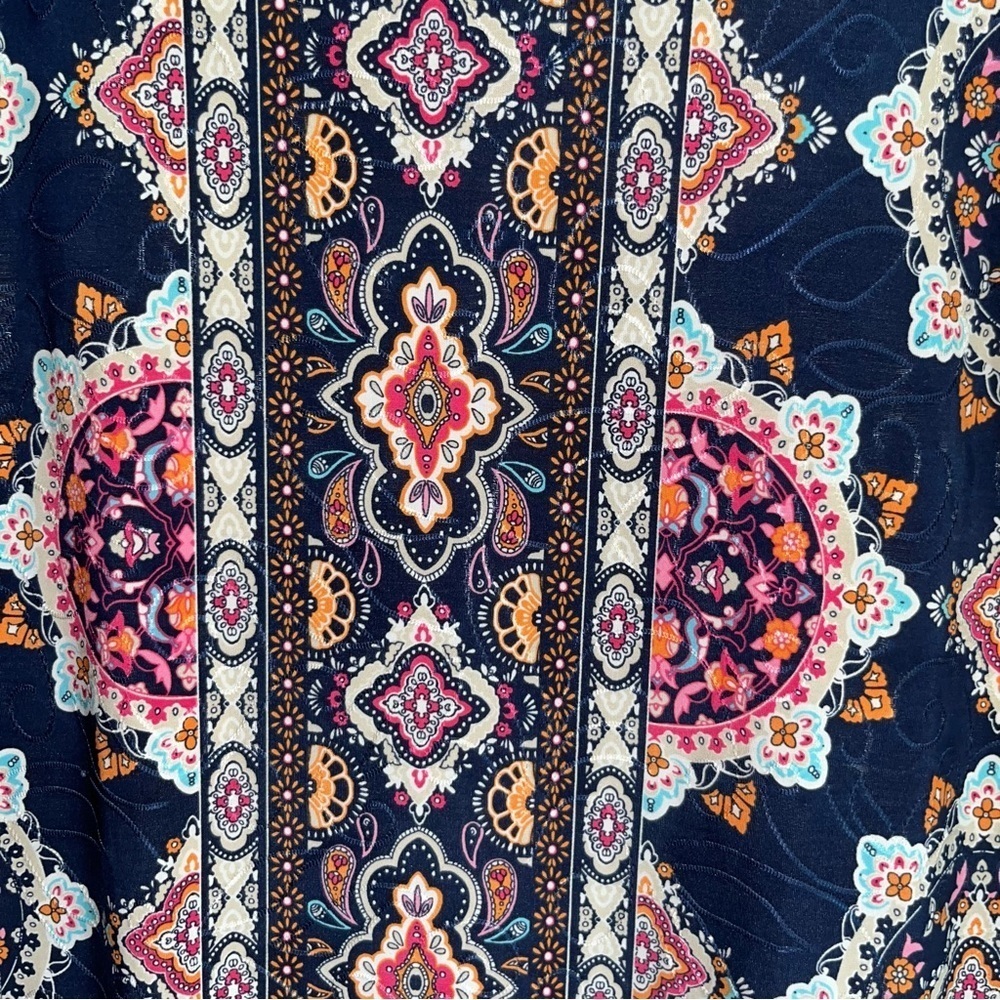 JM Collection Paisley Print Stitch Tee - Picture 2 of 5